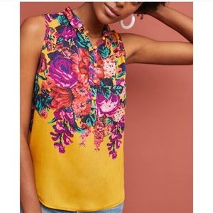 Anthropologie Meadow Rue Cecilia Floral Yellow Top